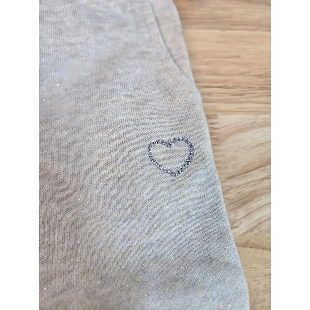 OshKosh B'gosh Baby Girl Oatmeal Heather Shimmer Heart Joggers 18M NWT